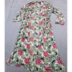Ashley Stewart Kimono Womens 2X Womens Floral Caftan Wrap Open Front NWT